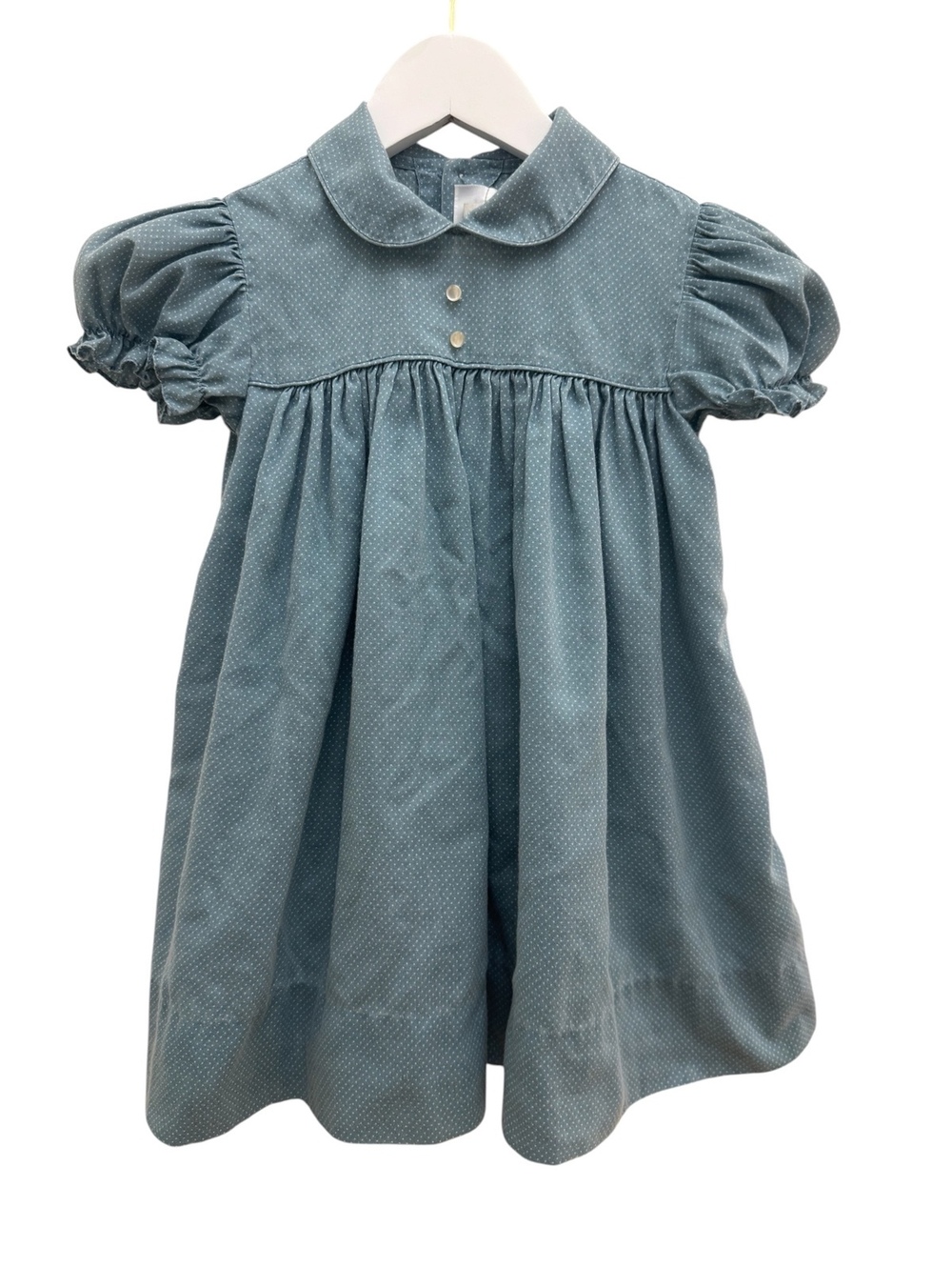 Vintage Jayne Copeland Girls Dress Size 5 Blue Polka Dot Peter Pan Collar USA